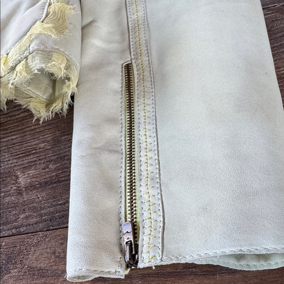 Visconf Italian leather moto jacket silk trim soft sage green EUC size M - Picture 14 of 16